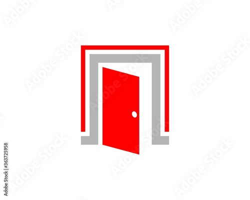 Abstract line with opened door