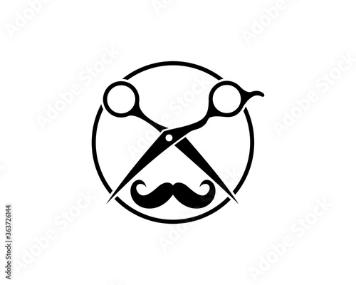 Mustache with shears inside the circle