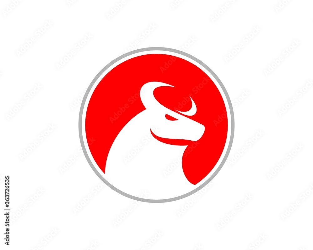 Fototapeta premium Circle red shape with bull head inside