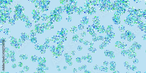 Light blue, green vector pattern with colored snowflakes.