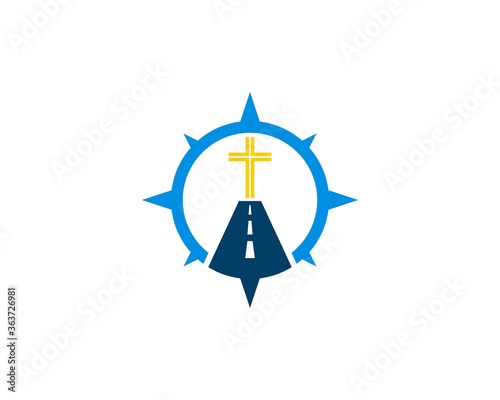 Compass with cross and road inside