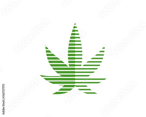Abstract cannabis leaf with stripes style