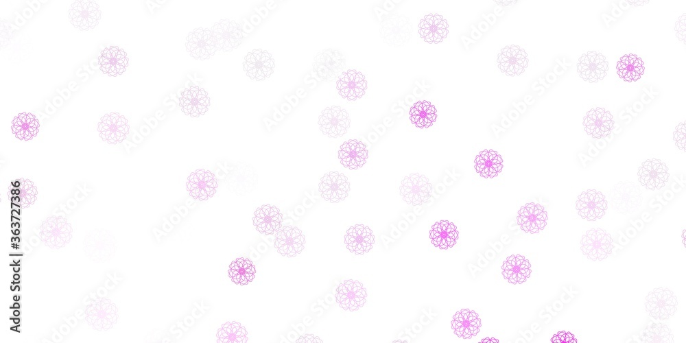 Light pink, yellow vector doodle texture with flowers.