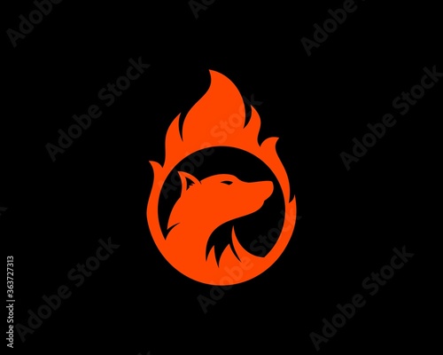 Fox head inside the fire flame