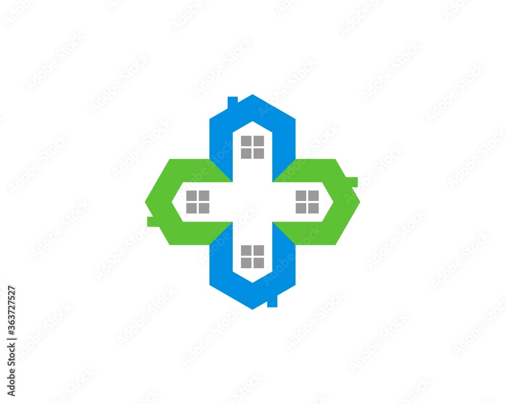 Abstract house form a medical symbol