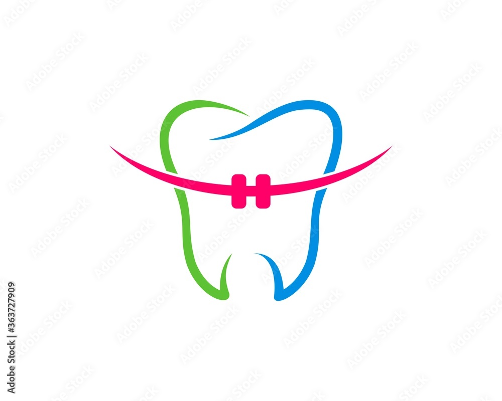 Tooth outline with swoosh bracket