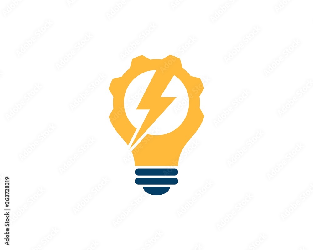Gear light bulb with electrical symbol Gear light bulb with electrical symbol