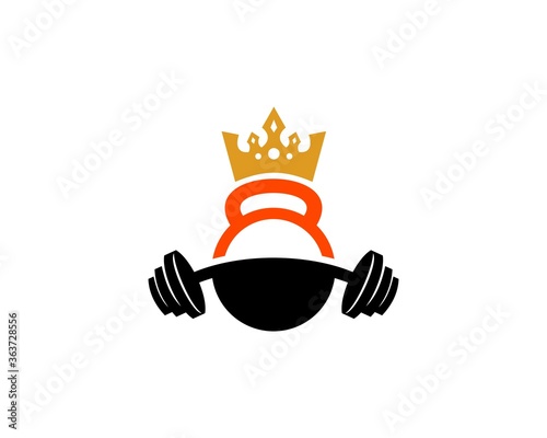Kettle bell with barbell and crown