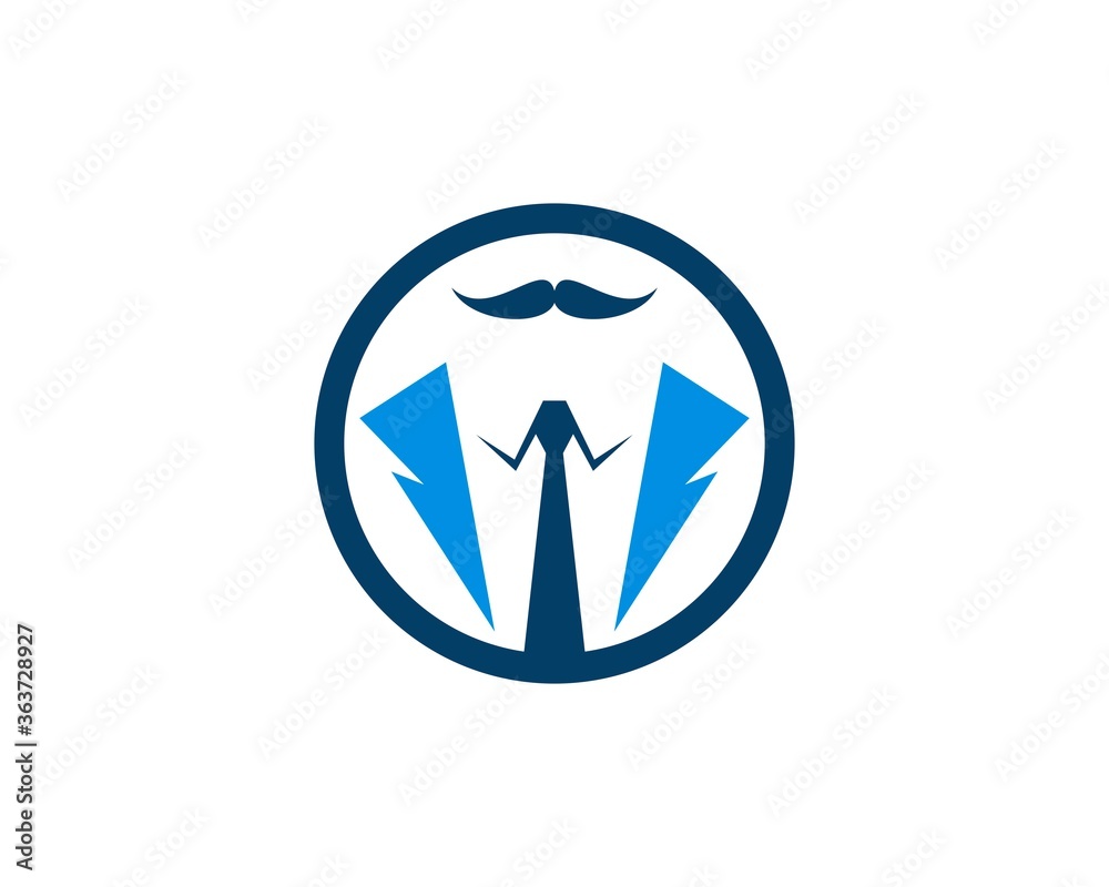 Circle shape with gentleman suit and mustache Circle shape with gentleman suit and mustache