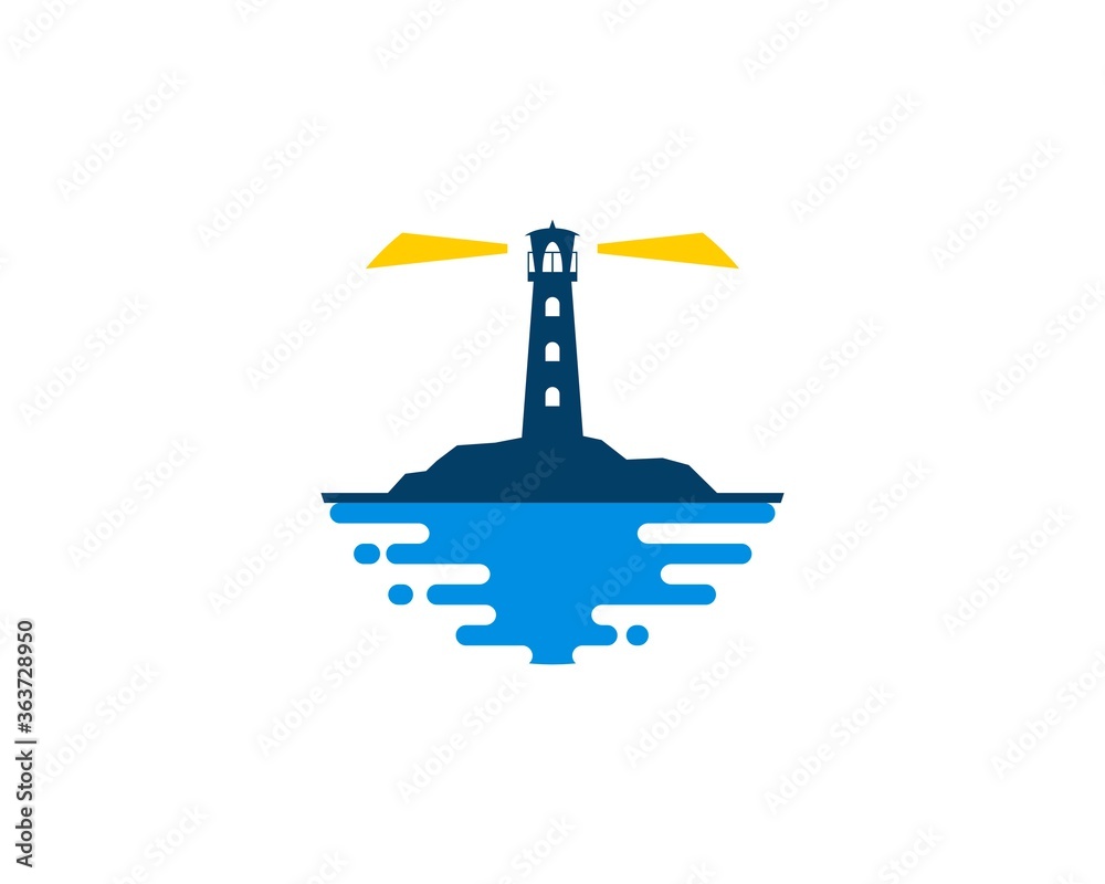 Lighthouse with island and sea Lighthouse with island and sea
