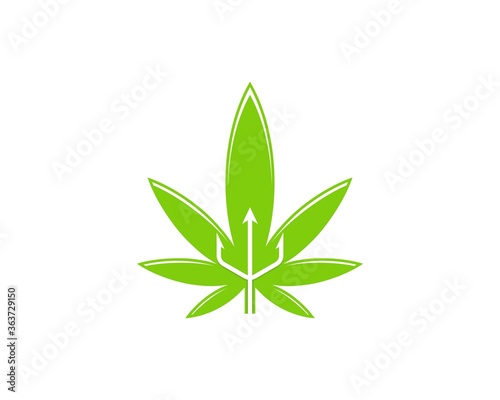 Green cannabis with trident inside