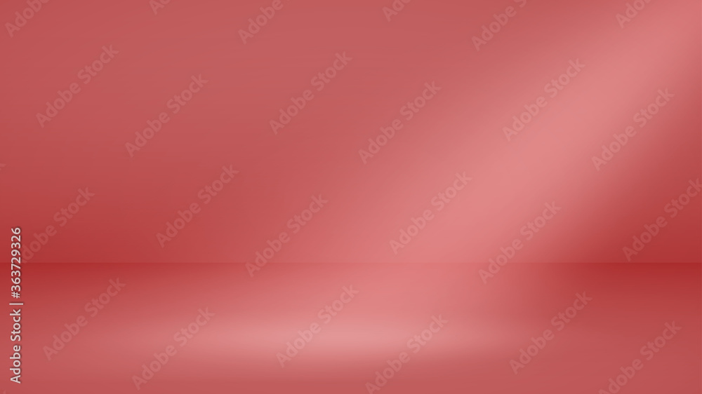 Empty studio background with soft lighting in red colors