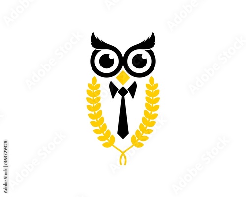 Farm education and owl with black tie