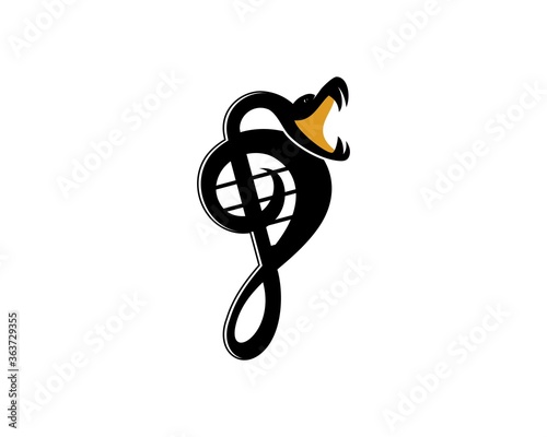 Black music note with snake