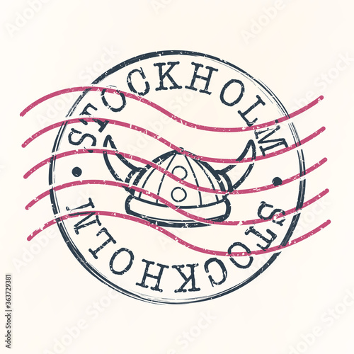 Canvas Print Stockholm Viking Stamp Postal