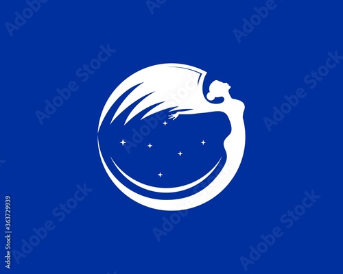 Beauty angel silhouette with stars inside