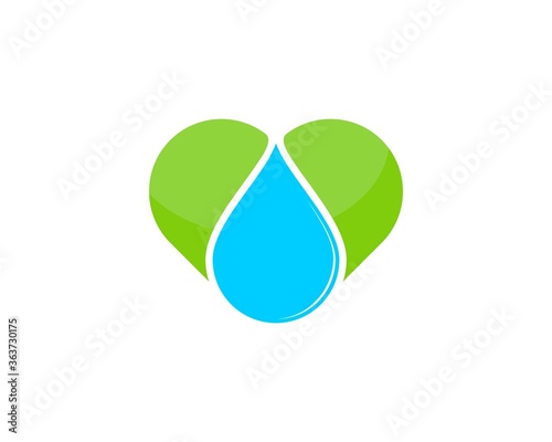 Clean water drop inside the love shape