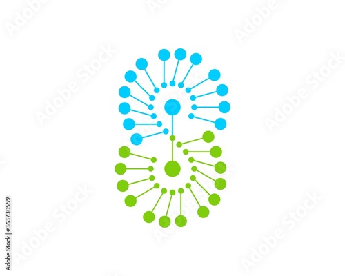 Infinity molecule atom with blue and green colors