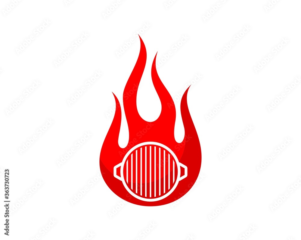 Hot grill with fire flame Hot grill with fire flame