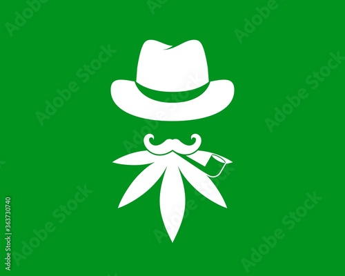 Gentleman hat with cannabis leaf