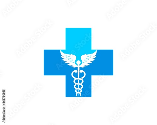 Health symbol with caduceus inside
