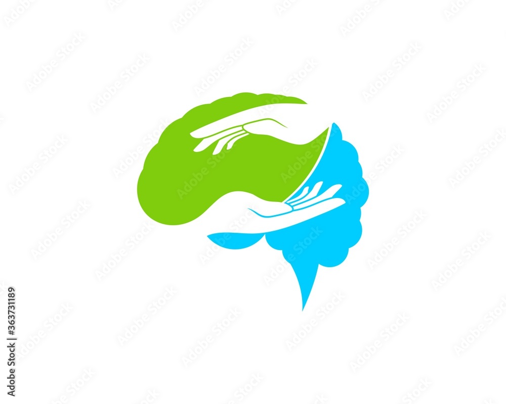 Obraz premium Nature brain with hand care inside