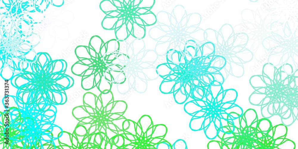 Light Green vector doodle texture with flowers. Light Green vector doodle texture with flowers.