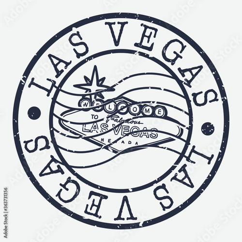las Vegas Stamp Postal. Banner Silhouette Seal. Passport Round Design. Vector Icon. Design Retro Travel.