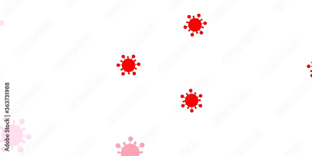 Light red vector backdrop with virus symbols.