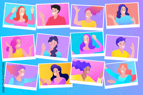 vector illustration of a woman in different situations