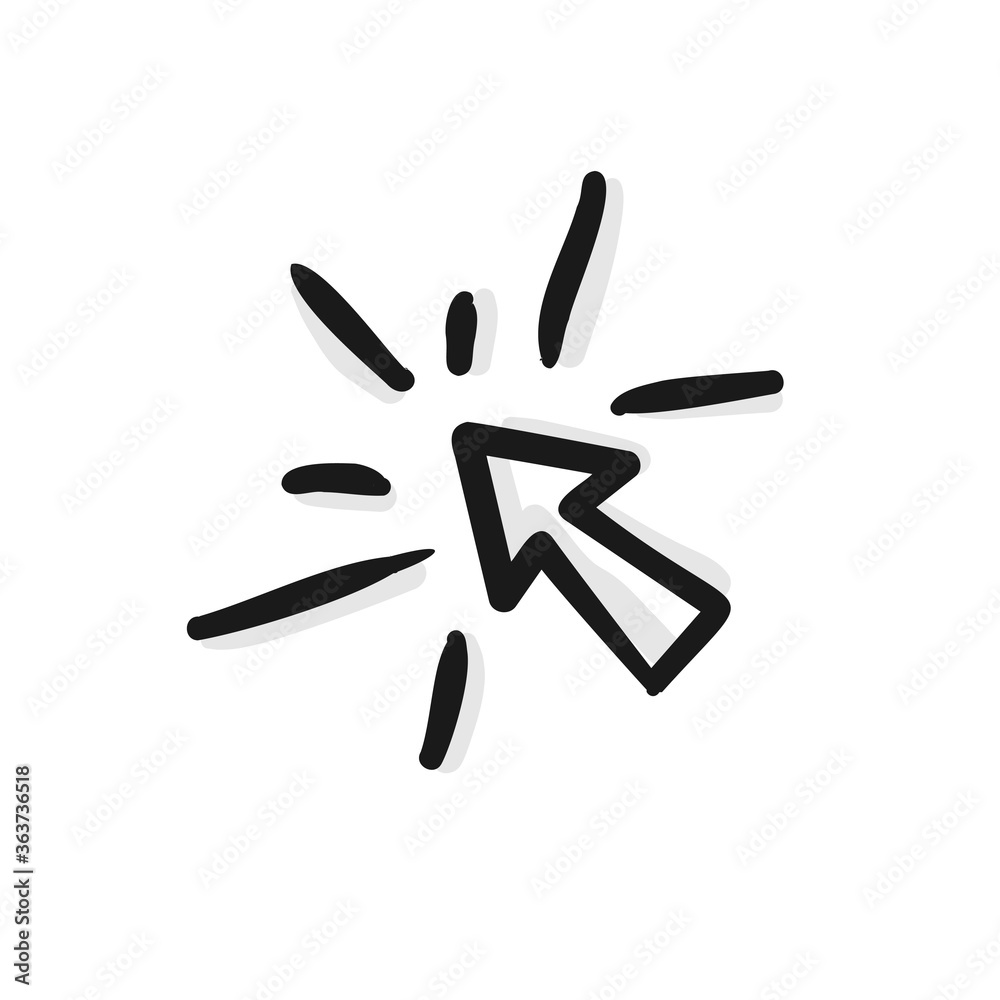 click cursor arrow sketch doodle concept. hand drawn icon style click cursor arrow sketch doodle concept. hand drawn icon style