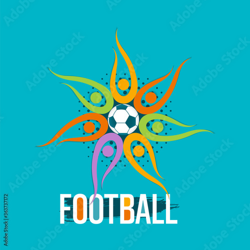 Football championship. Football design on a turquoise background 2. Soccer ball, Winner, Banner, Wallpaper. Vector illustration