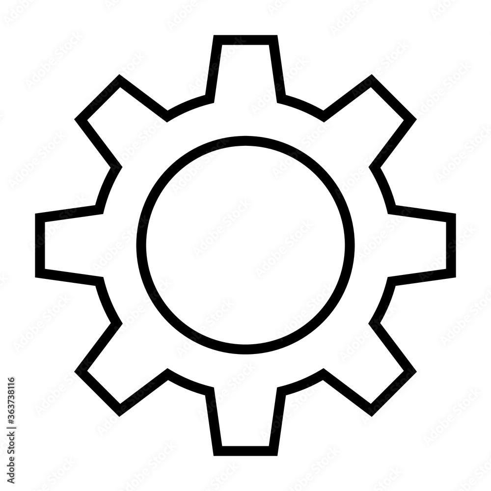 Gear Icon Symbol  for Configuration Outline Black Vector Design for Graphic Resources, Business, Template, and Logo