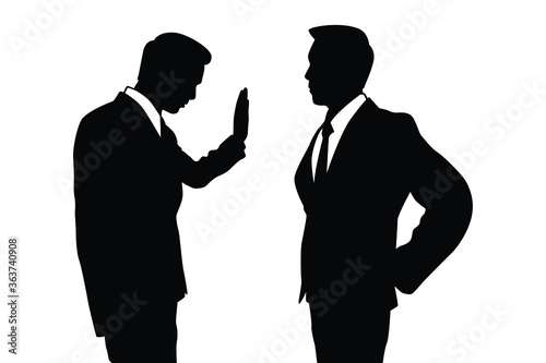 Talking business man silhouette vector