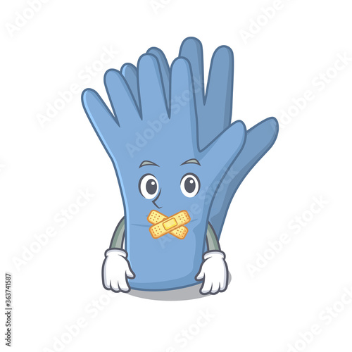 Medical gloves cartoon character style having strange silent face