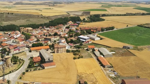 Village of Leiva in La Rioja,Spain. Aerial Footage photo