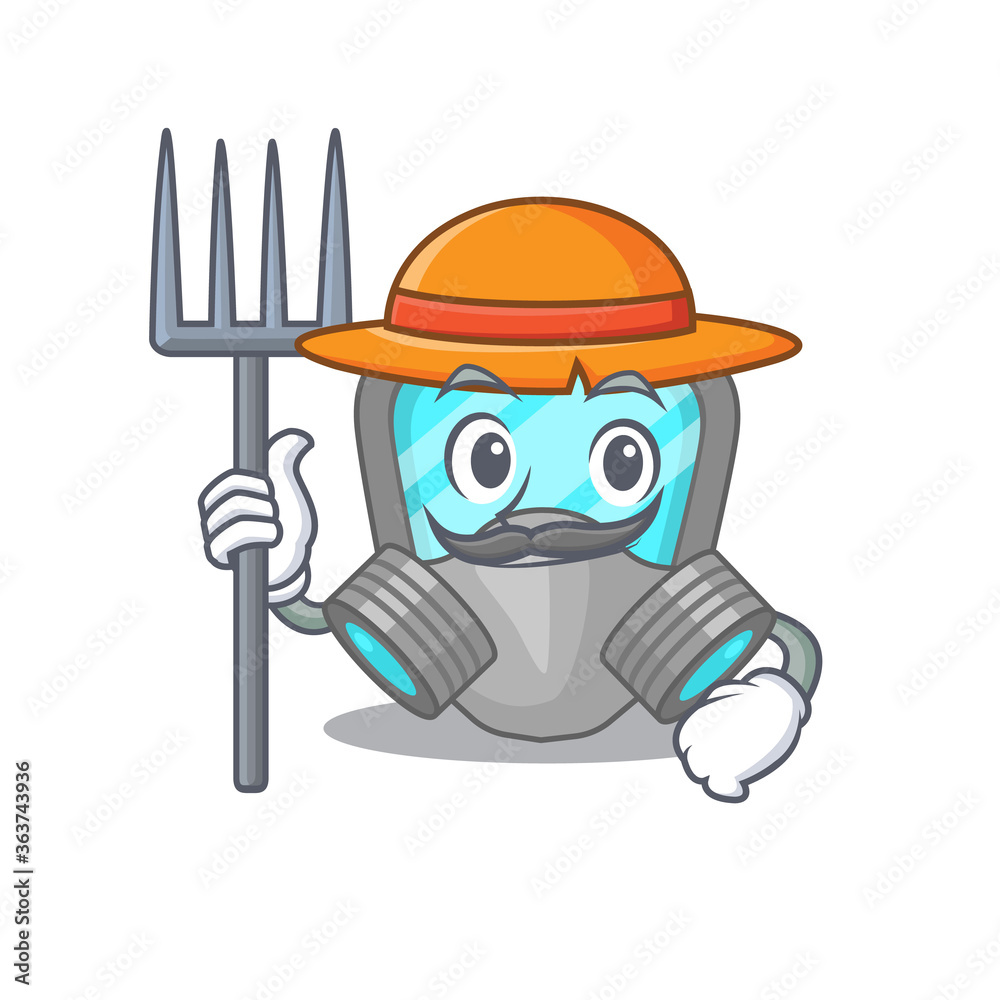 Respirator mask mascot design working as a Farmer wearing a hat Respirator mask mascot design working as a Farmer wearing a hat