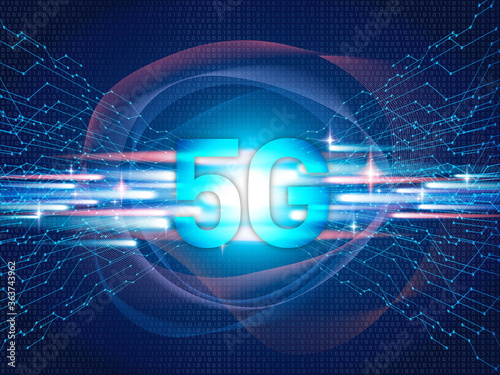 テクノロジー 抽象的 宇宙 サイバー 技術 背景 未来 青  5G 高速通信　