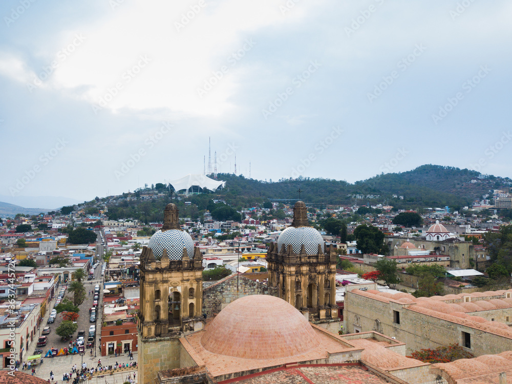 Fototapeta premium Aerial photograph of the cathedral of Santo Domingo in Oaxaca Mexico