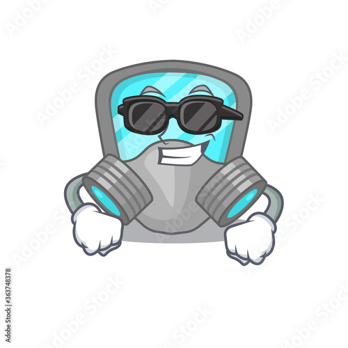 cartoon character of respirator mask wearing classy black glasses © kongvector