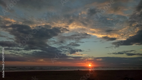 Dramatic sunset at Oretti beach New Zealand photo