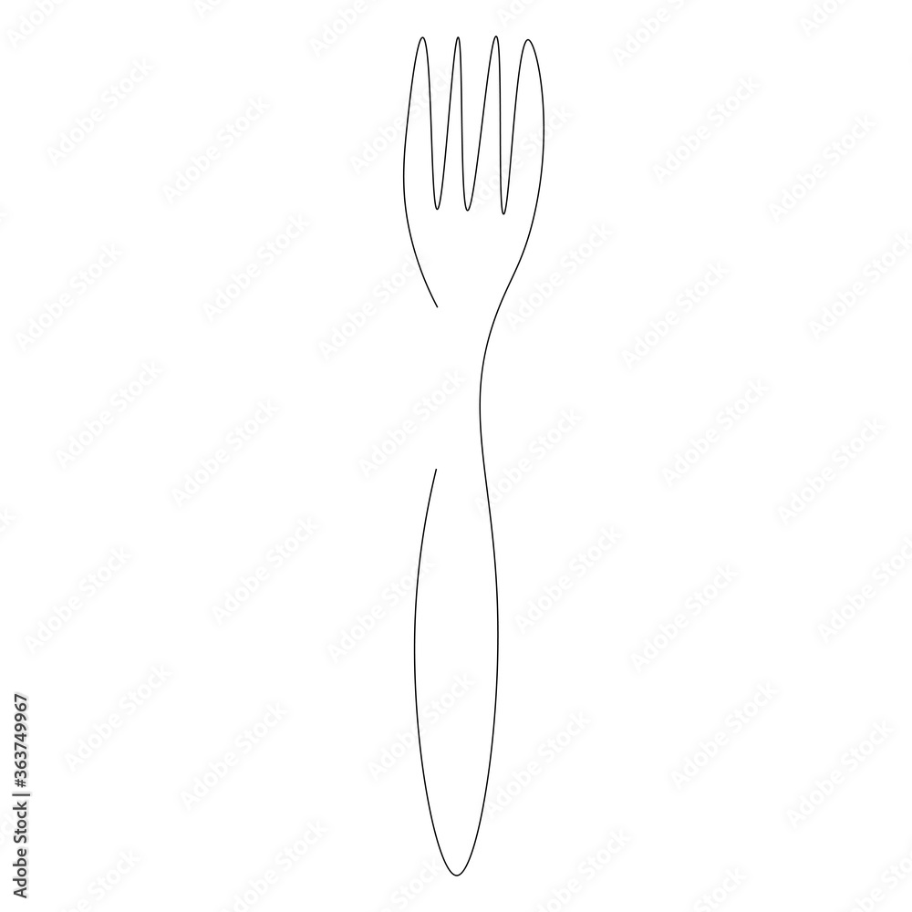 Fork on white background. Continuous line drawing. Vector illustration Fork on white background. Continuous line drawing. Vector illustration