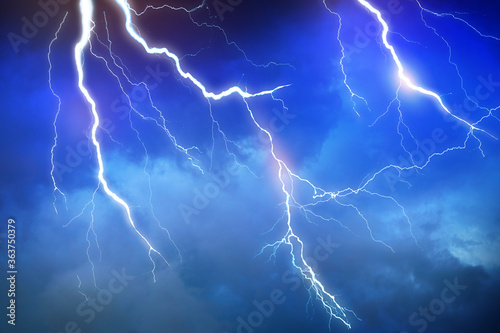 Lightning  thunder cloud dark cloudy sky  Copy space for your text