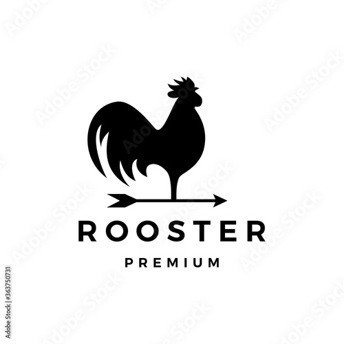 Print op canvas rooster arrow weathervane logo vector icon illustration