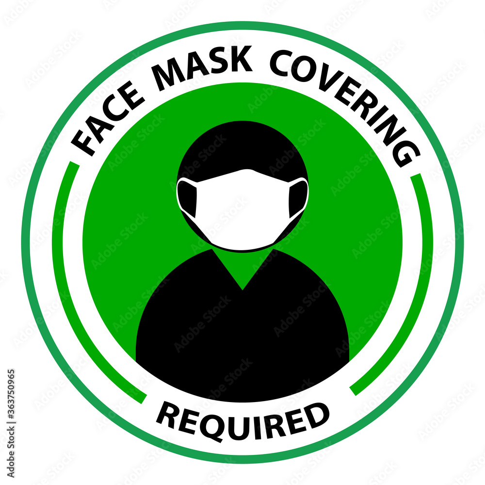 Face Covering Required or No Face Mask No Entry Round Badge Sticker