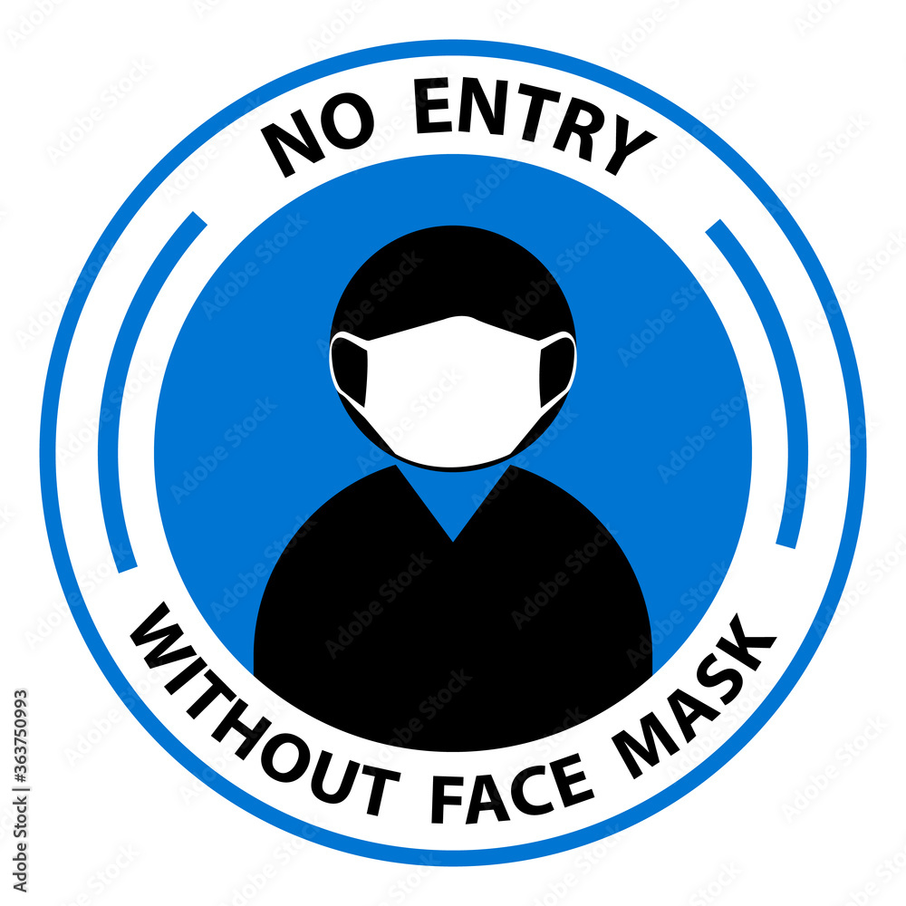 Warning sign No entry without face mask stamp, mask required sign. Stock Vector Adobe Stock