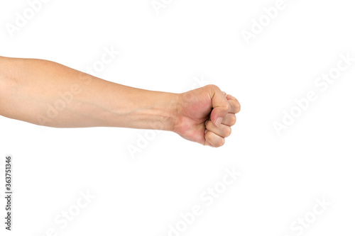 Left fist of a middle-aged man.