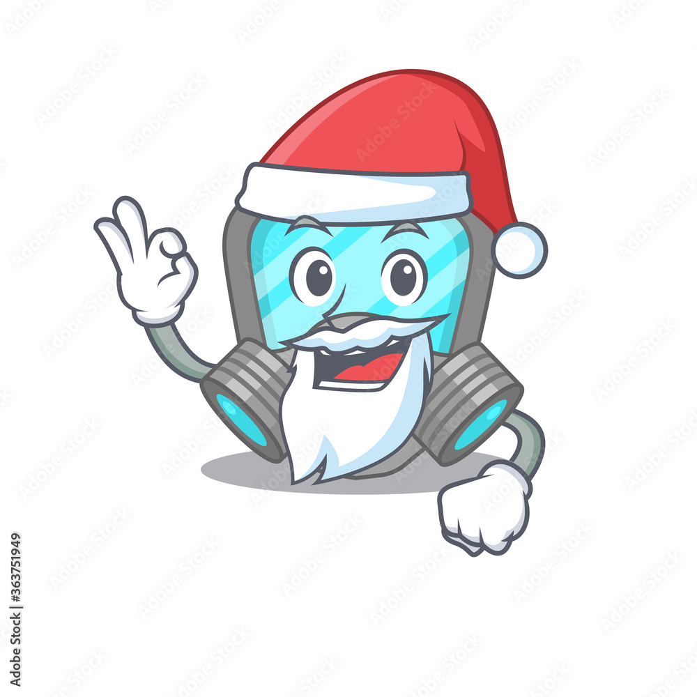 cartoon character of respirator mask Santa having cute ok finger cartoon character of respirator mask Santa having cute ok finger