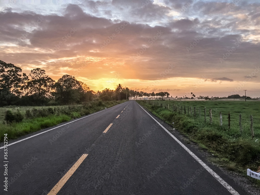 road and sunrise