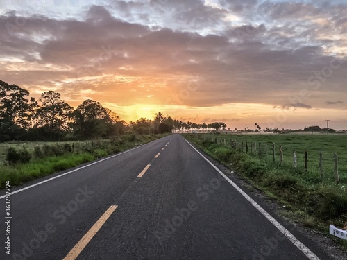 road and sunrise